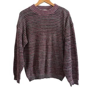 80s Vintage PACIFIC BAY | Multicolor Melange Style Crewneck Sweater | Large